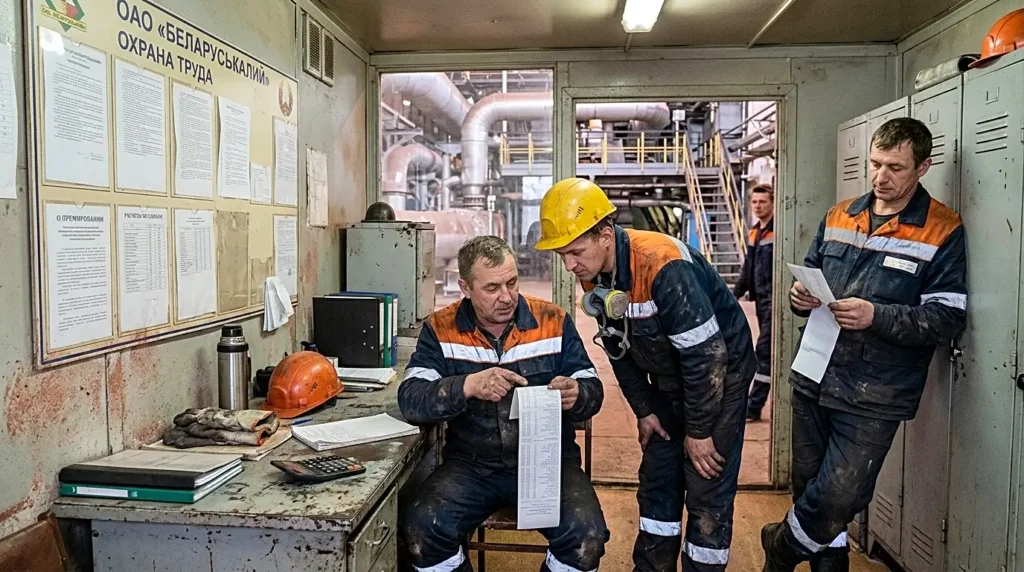 Зарплата в Солигорске: рабочие калийного комбината на производственном участке